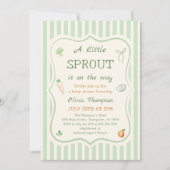 Invitation Green A Little Sprout Baby Shower (Devant)