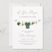 Invitation Green A New Player Football Baby Shower (Devant)