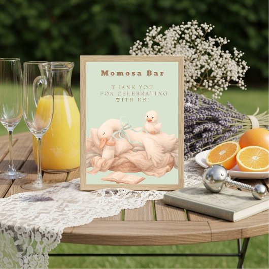 Invitation Green A Silly Goose "Momosa" Mimosa  Table Sign 