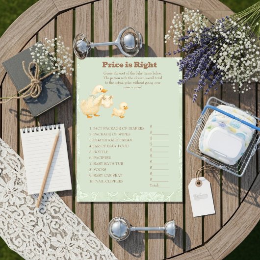 Invitation Green A Silly Goose Price is Right Game card