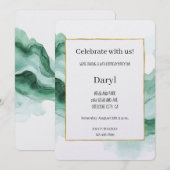 Invitation Green Abstract Wave Birthday (Devant / Derrière)