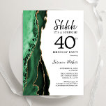 Invitation Green Agate Gold White Surprise 40e anniversaire<br><div class="desc">Gate vert,  blanc et or surprise invitation de fête de 40e anniversaire. Elégant design moderne avec aquarelle vert émeraude agate marbre arrière - plan,  faux parties scintillant or et typographie script. Carte invitation branchée parfaite pour une célébration anniversaire féminine élégante. Invitations Zazzle imprimées ou téléchargement instantané modèle imprimable numérique.</div>