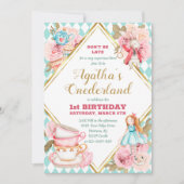 Invitation Green Alice in Wonderland Tea Party Birthday Invit (Devant)