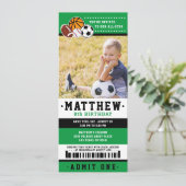 Invitation Green All Star Sport Ticket Anniversaire Photo (Debout devant)