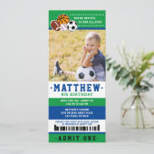 Invitation Green All Star Sport Ticket Anniversaire Photo (Debout devant)