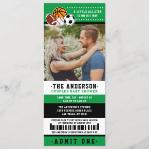 Invitation Green All Star Sport Ticket Couples Douche Photo