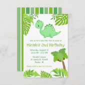 Invitation Green and Blue Dino-Mite Heure Anniversaire (Devant / Derrière)