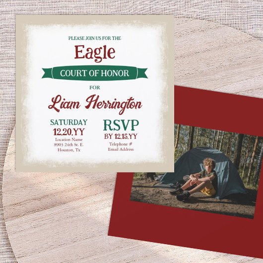 Invitation Green and Burgundy Eagle Scout Court of Honor