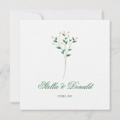 Invitation Green and Choral Twigs Wedding Monogram (Devant)