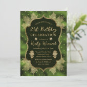 Invitation Green and Gold Automne Feuilles automnales 21e ann (Debout devant)