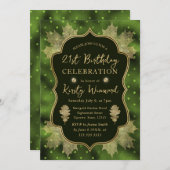 Invitation Green and Gold Automne Feuilles automnales 21e ann (Devant / Derrière)