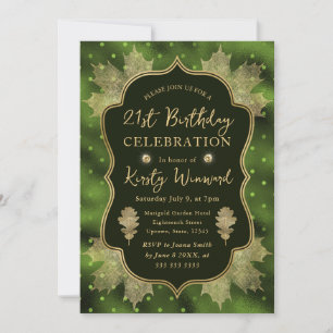 Invitation Green and Gold Automne Feuilles automnales 21e ann