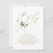 Invitation Green and Gold Bow Gender Neutral Baby Shower (Devant)