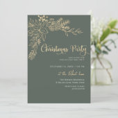 Invitation Green and Gold Christmas Party (Debout devant)