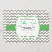 Invitation Green and Grey Chevron (Devant / Derrière)