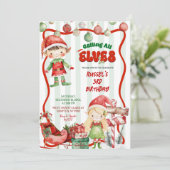 Invitation Green and Red Retro Calling All Elves Birthday (Debout devant)