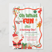 Invitation Green and Red Retro Christmas Winter Birthday (Devant)