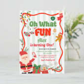 Invitation Green and Red Retro Christmas Winter Birthday (Debout devant)