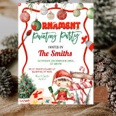 Invitation Green and Red Retro Kid's Ornament Painting Party