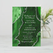 Invitation Green and Silver Agate Marble Wedding (Debout devant)