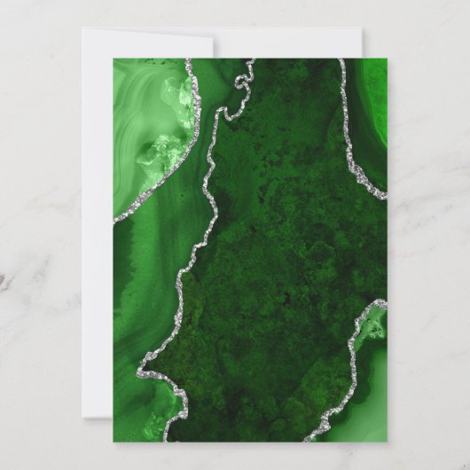 Invitation Green and Silver Agate Marble Wedding (Dos)