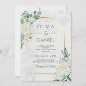 Invitation Green and White Elegant Wedding  (Devant)