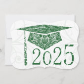 Invitation Green and White Floral Casquette 2025 Graduation P (Devant)