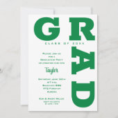 Invitation Green and White Graduation Party (Devant)