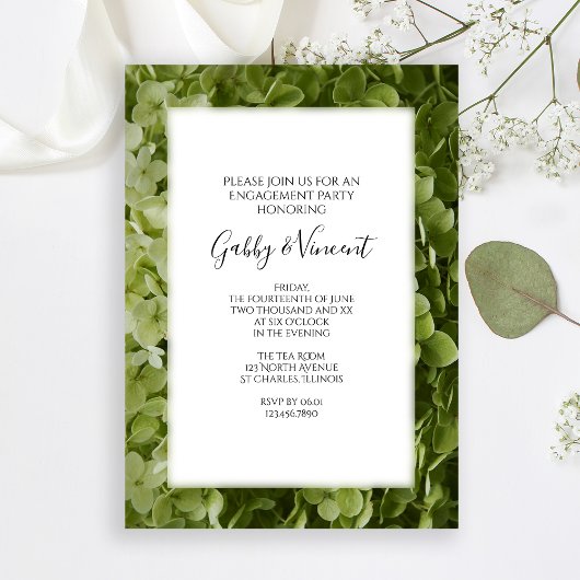 Invitation Green Annabelle Hydrangea Flower Engagement