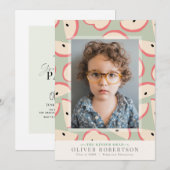 Invitation Green Apple Boy Kindergarten Photo Graduation (Devant / Derrière)