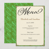 Invitation Green Aqua Mariage campagnard Brown Menu Réception (Devant / Derrière)