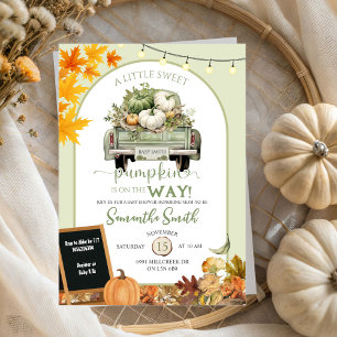 Invitation Green Automne Feuilles Citrouille Baby shower de c
