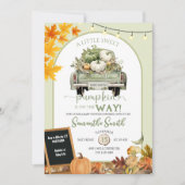 Invitation Green Automne Feuilles Citrouille Baby shower de c (Devant)