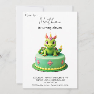 Invitation *~* Green Baby Dragon Photo AP88 Anniversaire Part
