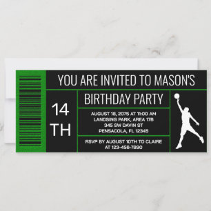 Invitation Green Basketball Anniversaire Fête de chaussures É