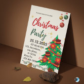 Invitation Green Beige Cute Illustrative Christmas Party