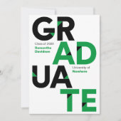 Invitation Green Big Bold Angle-Cut Lettres Graduation (Devant)