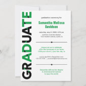 Invitation Green Big Bold Angle-Cut Lettres Graduation (Dos)