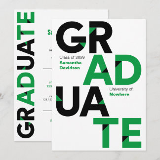 Invitation Green Big Bold Angle-Cut Lettres Graduation