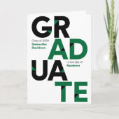 Invitation Green Big Bold Angle-Cut Lettres Graduation (Devant)