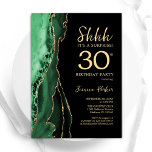 Invitation Green Black Gold Agate Surprise 30e anniversaire<br><div class="desc">Émeraude vert,  noir et or agate surprise 30e anniversaire invitation fête. Design moderne élégant avec aquarelle verte agate marbre arrière - plan,  fausse parties scintillant or et typographie script. Carte invitation branchée parfaite pour une célébration anniversaire féminine élégante. Invitations Zazzle imprimées ou téléchargement instantané modèle imprimable numérique.</div>