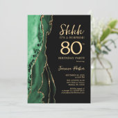 Invitation Green Black Gold Agate Surprise 80e anniversaire (Debout devant)