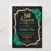 Invitation Green Black Gold Surprise 50e anniversaire (Devant)
