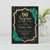 Invitation Green Black Gold Surprise 90e anniversaire (Debout devant)