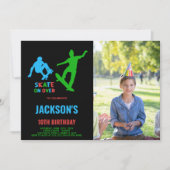 Invitation Green Black Photo Skateboards Anniversaire Invitat (Devant)