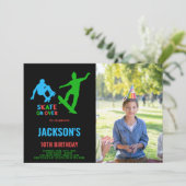 Invitation Green Black Photo Skateboards Anniversaire Invitat (Debout devant)