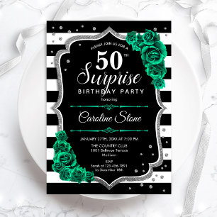 Invitation Green Black Silver Surprise 50e anniversaire