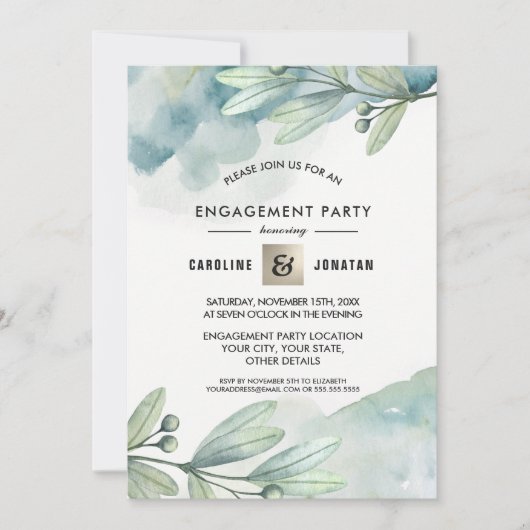 Invitation Green | Blue Berry Branch (Devant)