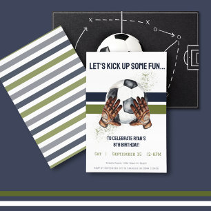 Invitation Green Blue Enfants Sport Football Anniversaire