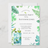 Invitation Green Blue Feuille 40e anniversaire Cocktail Party (Devant)